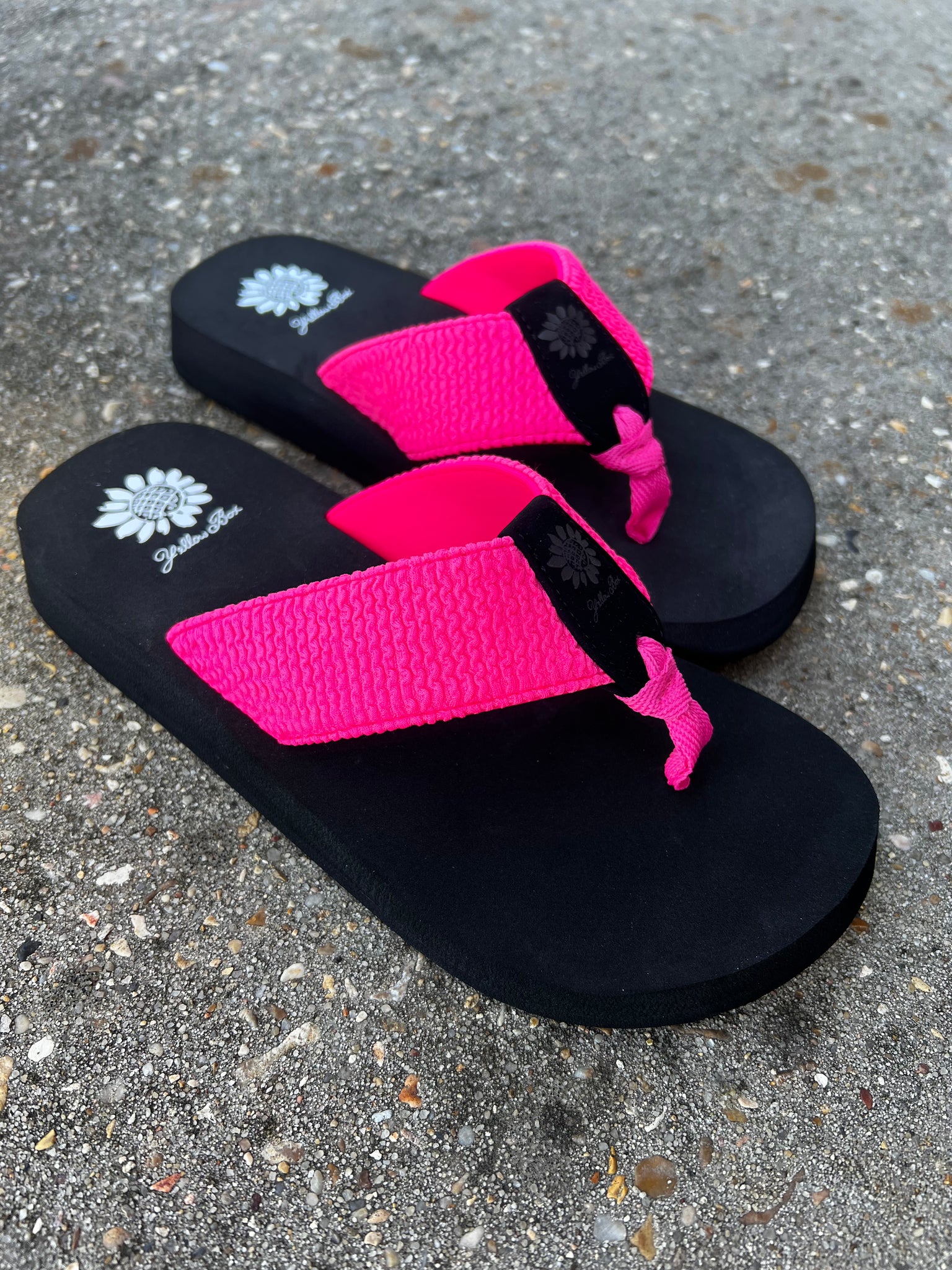 Yellow Box Frizzle Sandal, Neon Pink