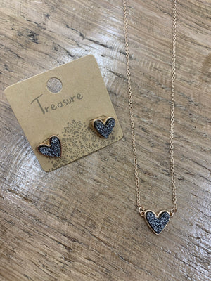 Heart Druzy Stone Necklace