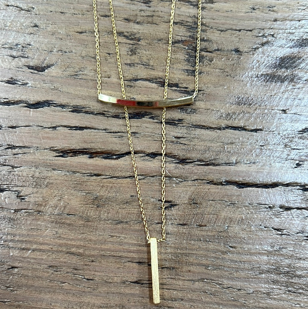 3090 Bar Pendant Necklace, Gold