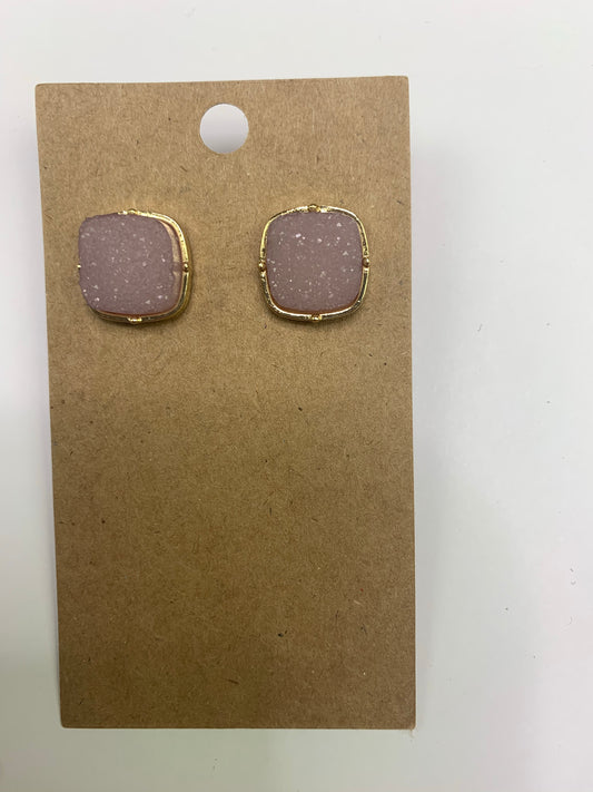Druzy Square Post Earrings-Lavender