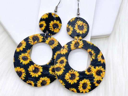 Sunflower Double O Corkies Earrings, Black