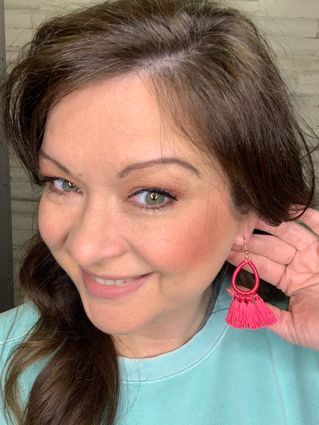 Fringe Earrings, Fuchsia