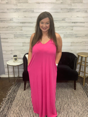 Who Cares I'm Awesome Maxi Dress, Hot Pink