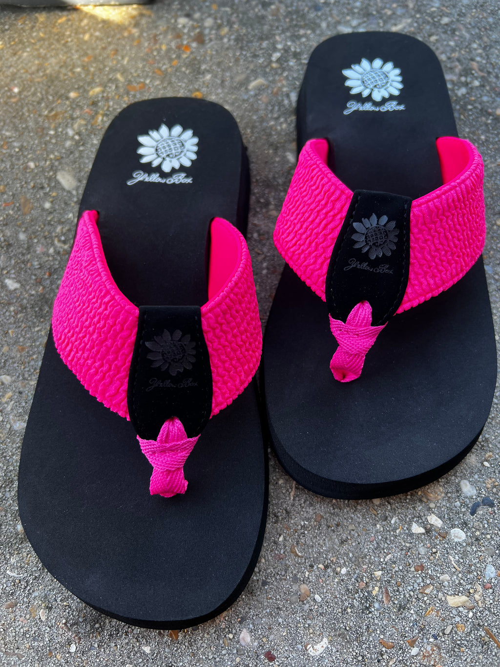 Yellow Box Frizzle Sandal, Neon Pink