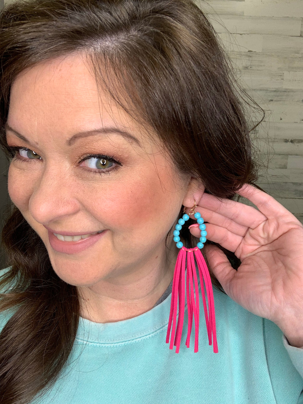 Pink Fringe Earrings