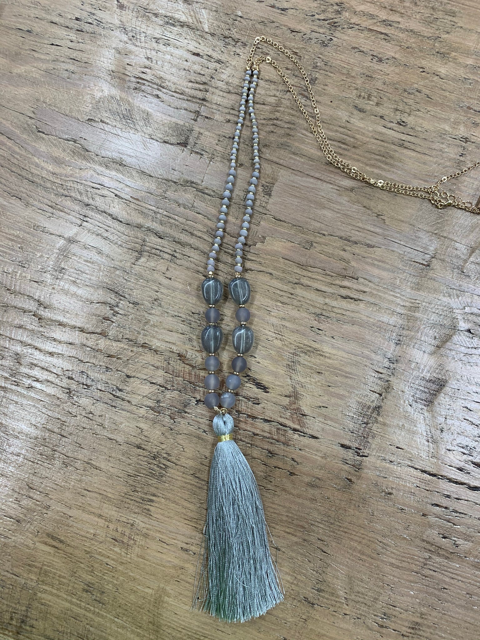 Beaded tassel pendant necklace