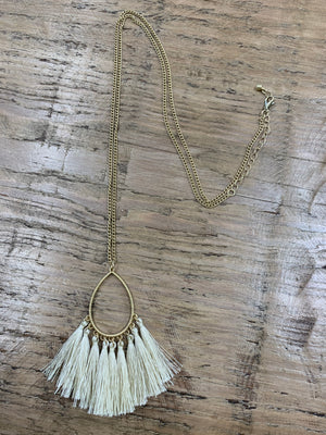 Tasseled teardrop pendant necklace